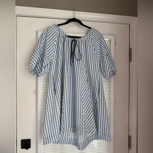 Blue and White Striped Dress